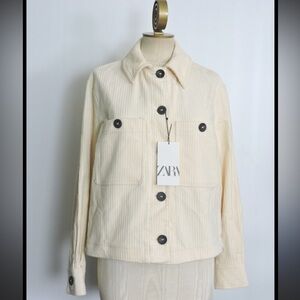 EUC Zara cropped oversized corduroy jacket, size S